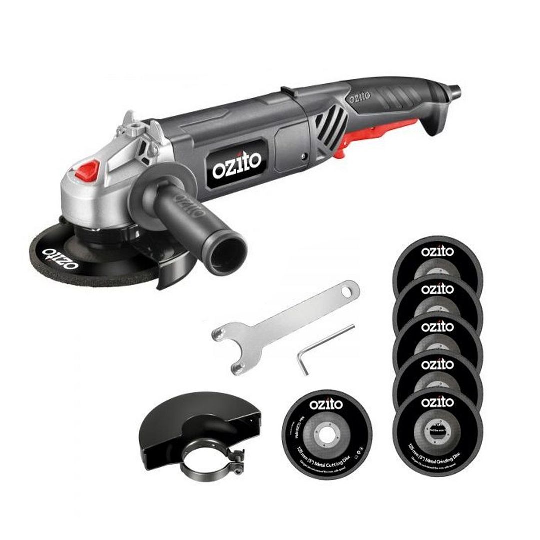 Ozito 125mm Angle Grinder 1030W Powerful Motor Supplied with Discs